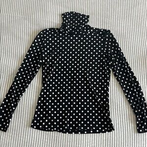 Black and White Polka Dot Turtleneck Top
